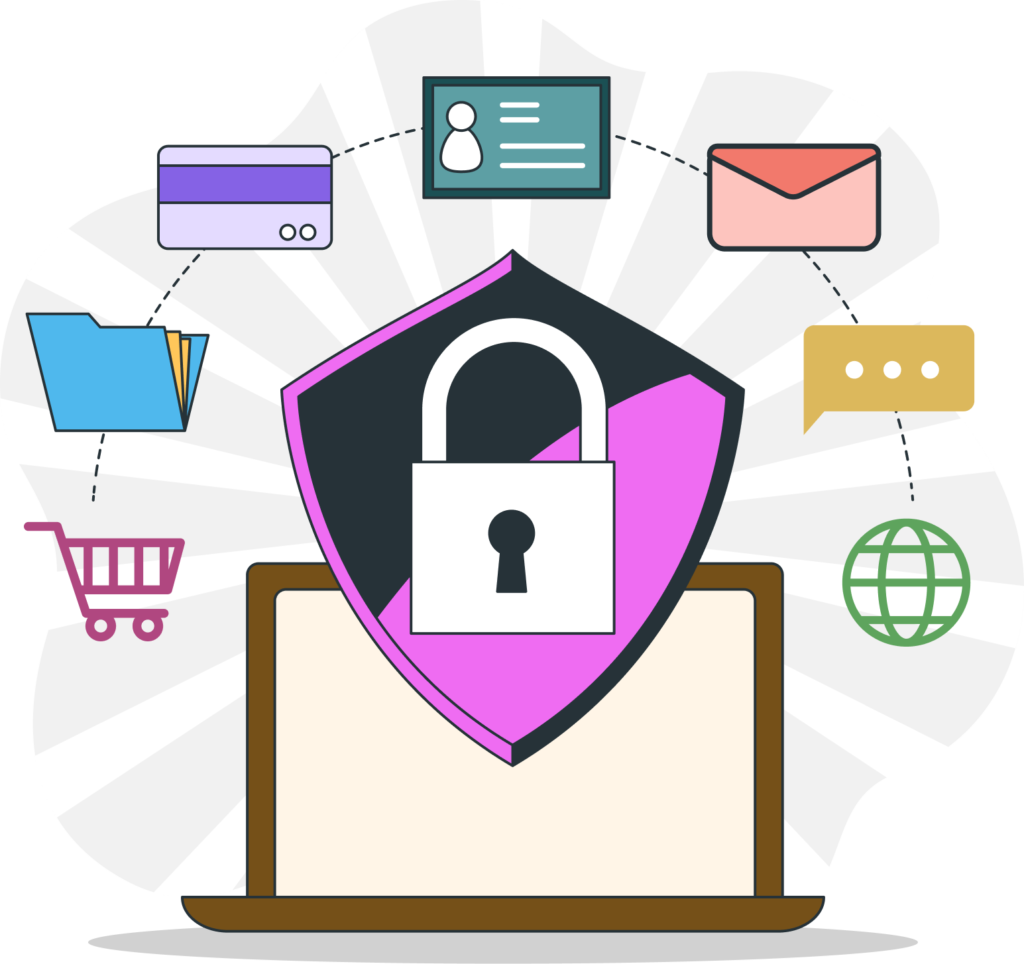 Image: A shield with a lock symbol, representing online business protection. Protect your online business from hackers with effective security measures.
