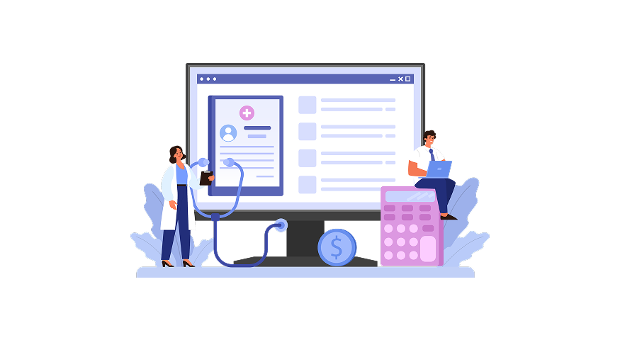 Medical Billing Software Interface on Screen with Analytics Dashboard