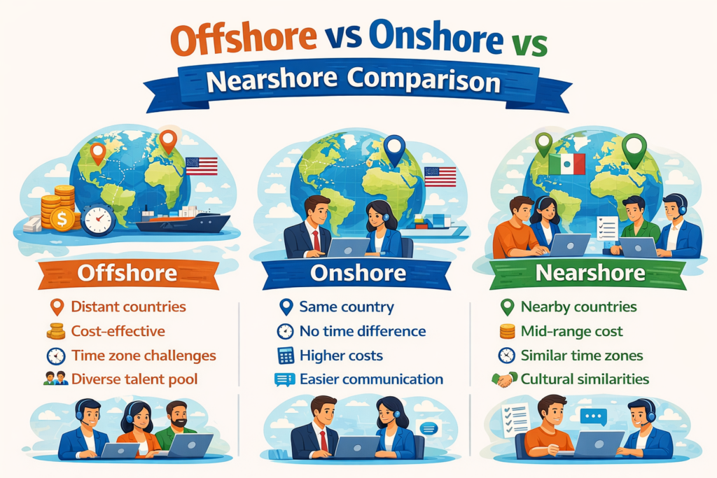 Offshore vs Onshore vs Nearshore Comparison