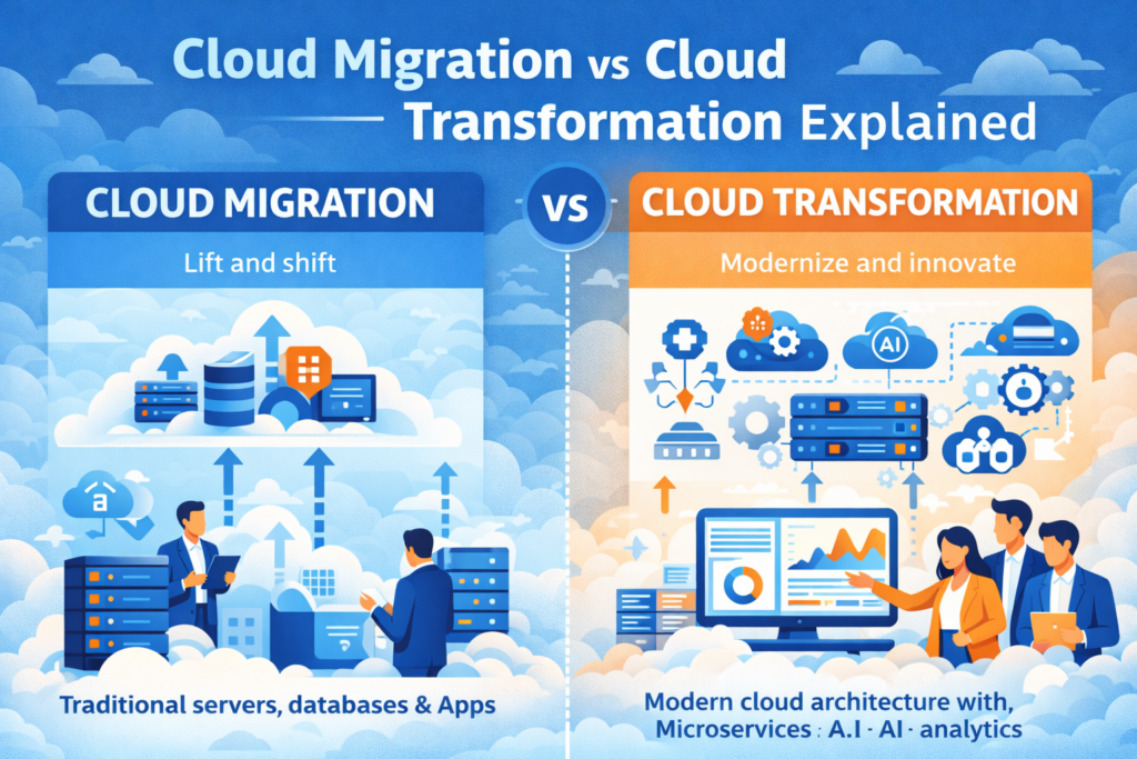 Cloud Migration vs Cloud Transformation Explained